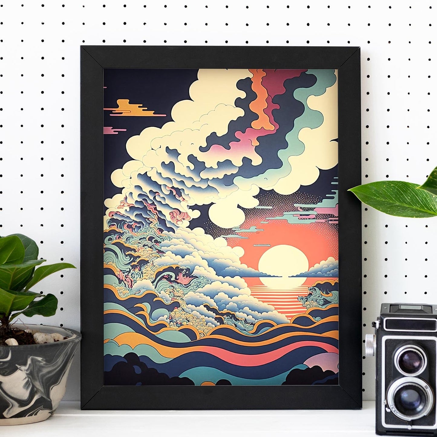 Nacnic altamente detallado geométrico psicodélico ukiyo 8. estampados de arte estético de pared para el diseño de dormitorio o sala de estar.-Artwork-Nacnic-Nacnic Estudio SL
