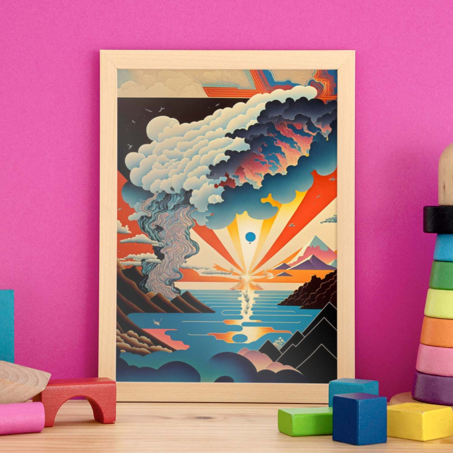 Nacnic altamente detallado geométrico psicodélico ukiyo 9. estampados de arte estético de pared para el diseño de dormitorio o sala de estar.-Artwork-Nacnic-Nacnic Estudio SL