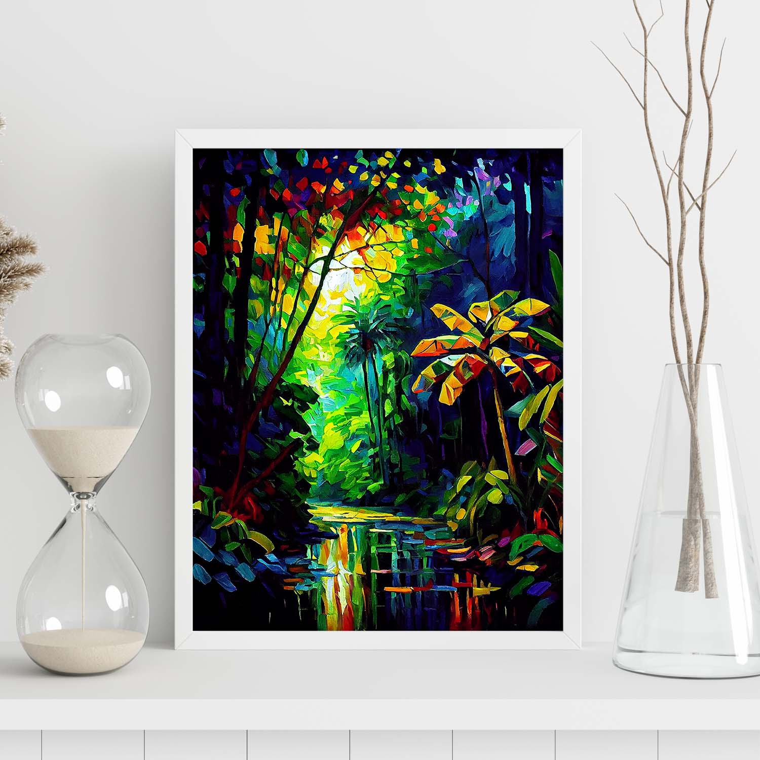 Nacnic Amazon Rainforest Amazonas Brasil Pintura al óleo. Estampados de arte de pared estético para el diseño de dormitorio o sala de estar.-Artwork-Nacnic-Nacnic Estudio SL