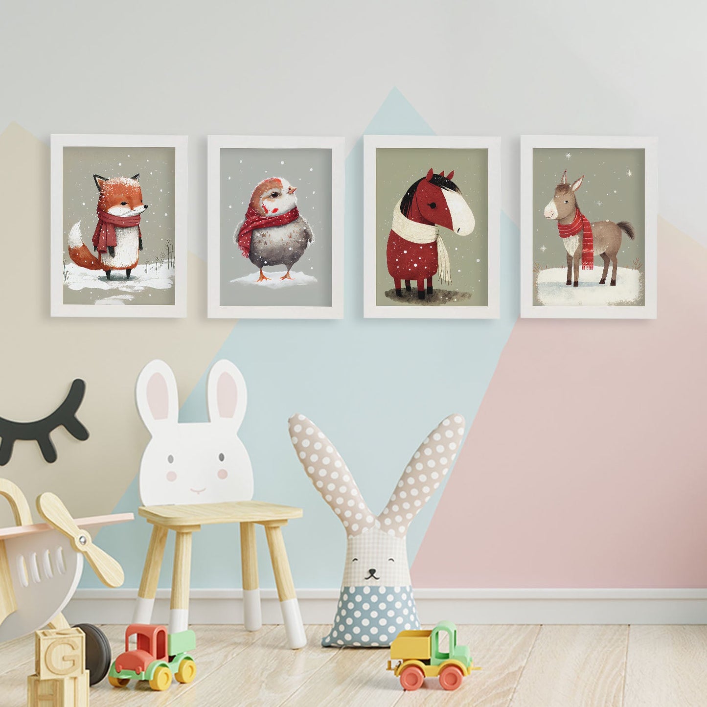 Nacnic Baby Baby Chiken Donkey Fox Horse Animals. Estampados de arte de pared estético para el diseño de dormitorio o sala de estar-Artwork-Nacnic-Nacnic Estudio SL