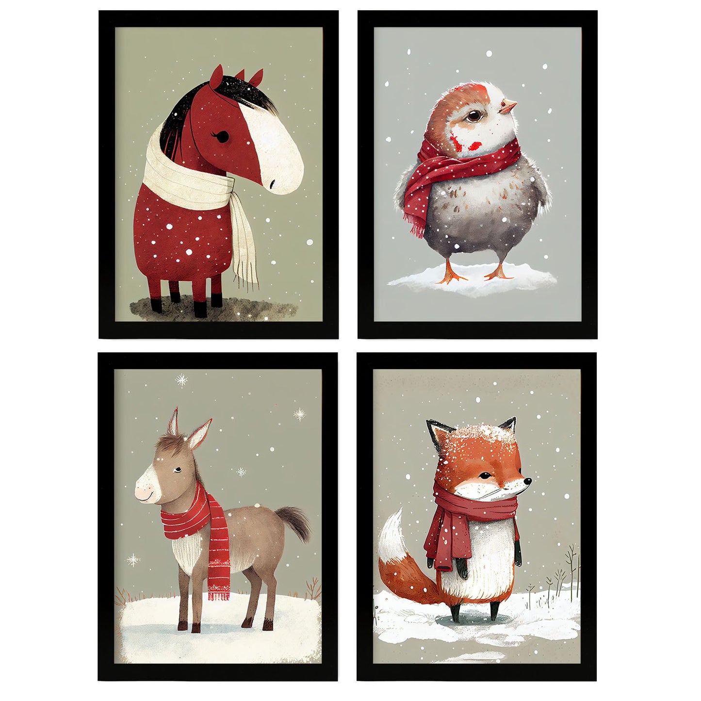 Nacnic Baby Baby Chiken Donkey Fox Horse Animals. Estampados de arte de pared estético para el diseño de dormitorio o sala de estar-Artwork-Nacnic-A4-Sin marco-Nacnic Estudio SL
