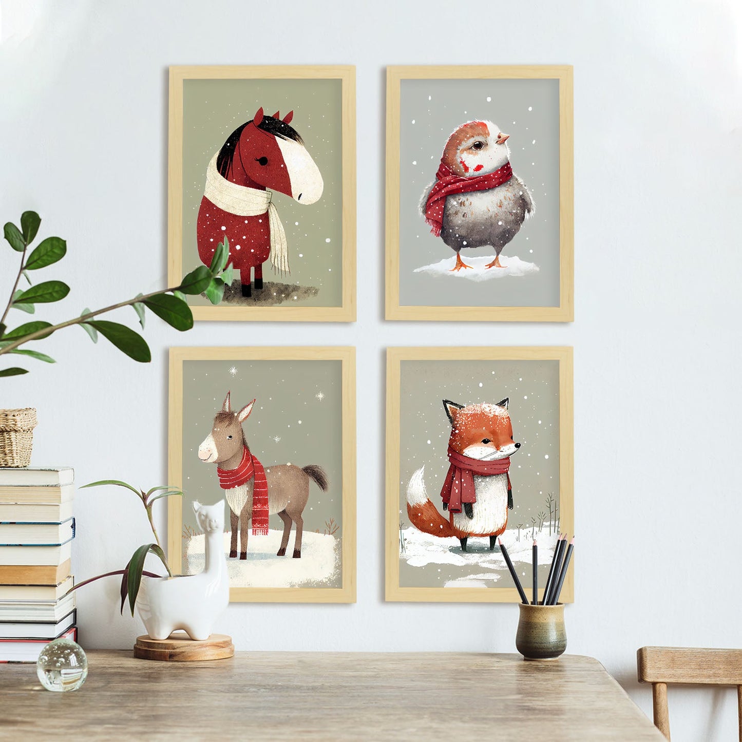 Nacnic Baby Baby Chiken Donkey Fox Horse Animals. Estampados de arte de pared estético para el diseño de dormitorio o sala de estar-Artwork-Nacnic-Nacnic Estudio SL