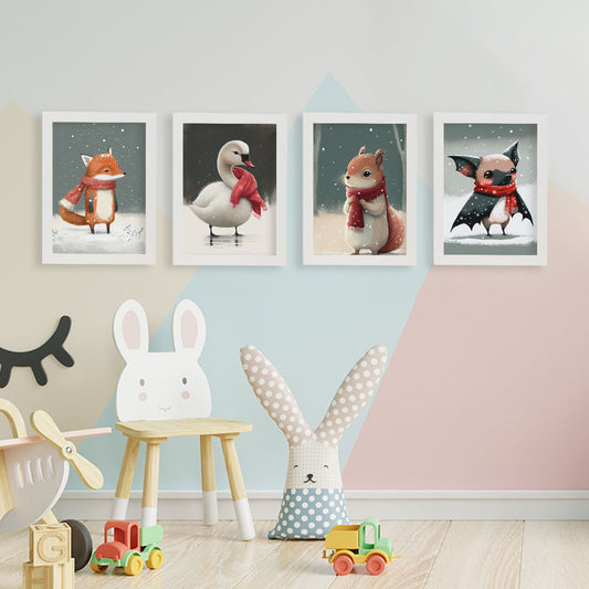 Nacnic Baby Bat Fox Squirrel Swan Animales. Estampados de arte de pared estético para el diseño de dormitorio o sala de estar-Artwork-Nacnic-Nacnic Estudio SL