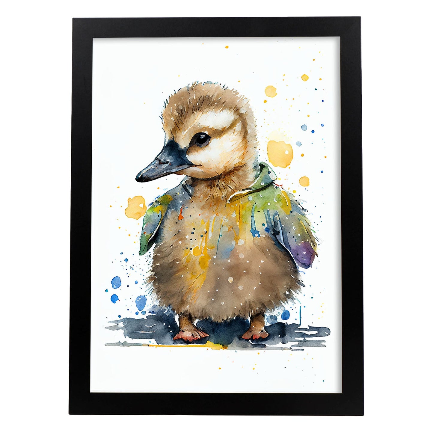 Nacnic Baby Gosling sobre fondo blanco sonriendo con SOM. Estampados de arte de pared estético para el diseño de dormitorio o sala de estar.-Artwork-Nacnic-A4-Sin marco-Nacnic Estudio SL