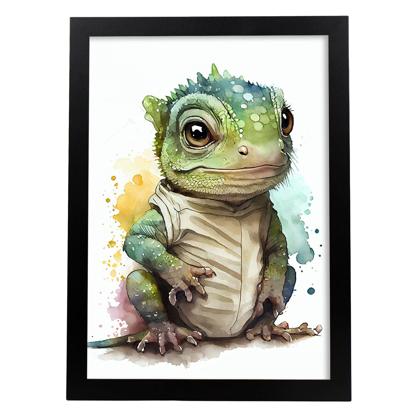 Nacnic baby iguana schatling sobre fondo blanco sonriendo nosotros. Estampados de arte de pared estético para el diseño de dormitorio o sala de estar.-Artwork-Nacnic-A4-Sin marco-Nacnic Estudio SL