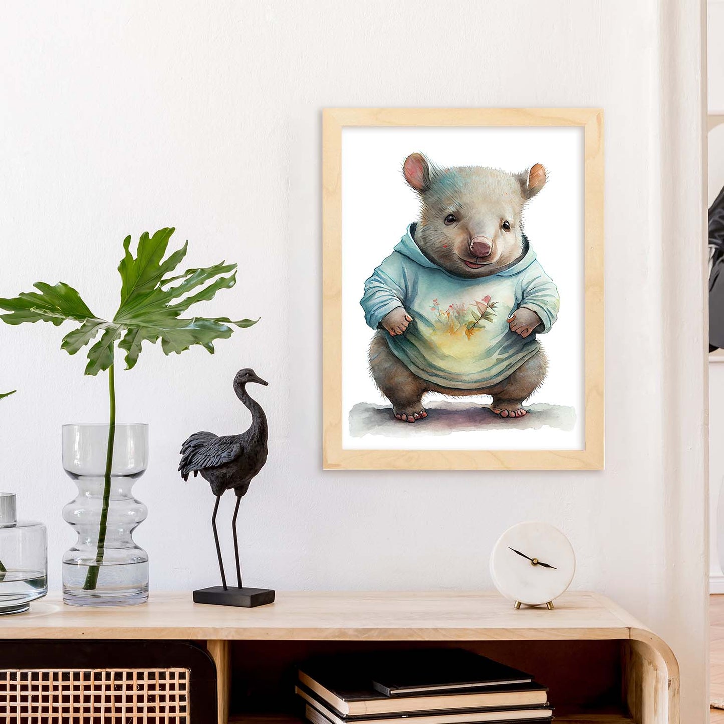 Nacnic baby wombat Joeys sobre fondo blanco sonriendo. Estampados de arte de pared estético para el diseño de dormitorio o sala de estar.-Artwork-Nacnic-Nacnic Estudio SL