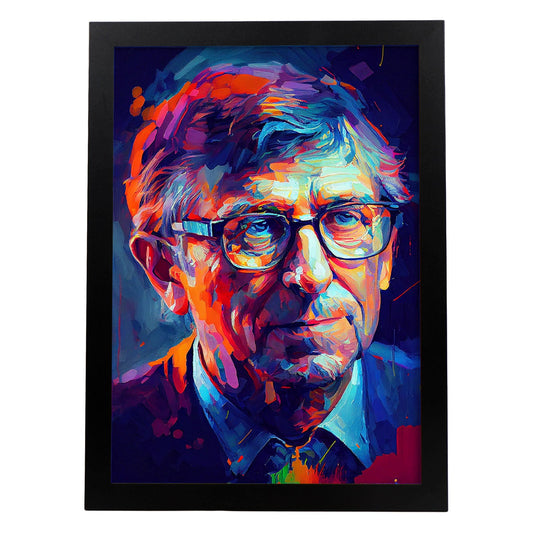 Nacnic Bill Gates Pintura al óleo de pincel de pintura al óleo Colorful Happ. Estampados de arte de pared estético para el diseño de dormitorio o sala de estar.-Artwork-Nacnic-A4-Sin marco-Nacnic Estudio SL