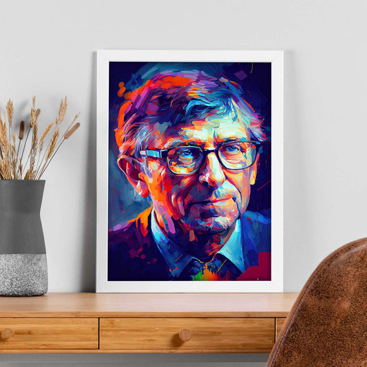 Nacnic Bill Gates Pintura al óleo de pincel de pintura al óleo Colorful Happ. Estampados de arte de pared estético para el diseño de dormitorio o sala de estar.-Artwork-Nacnic-Nacnic Estudio SL