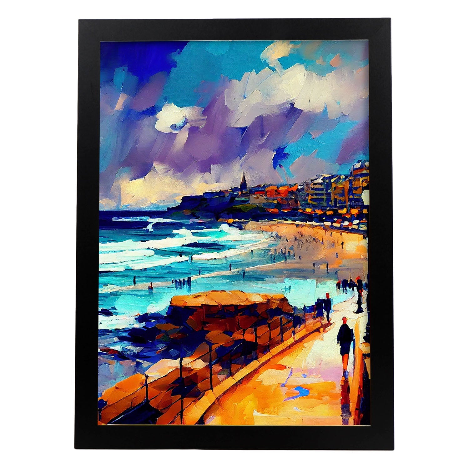 Nacnic Bondi Beach Sydney Australia Pintura al óleo de pincel stro. Estampados de arte de pared estético para el diseño de dormitorio o sala de estar.-Artwork-Nacnic-Nacnic Estudio SL