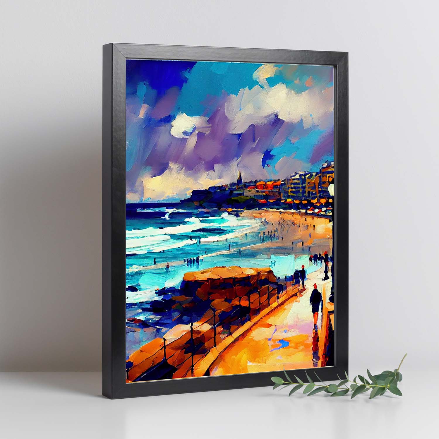 Nacnic Bondi Beach Sydney Australia Pintura al óleo de pincel stro. Estampados de arte de pared estético para el diseño de dormitorio o sala de estar.-Artwork-Nacnic-Nacnic Estudio SL