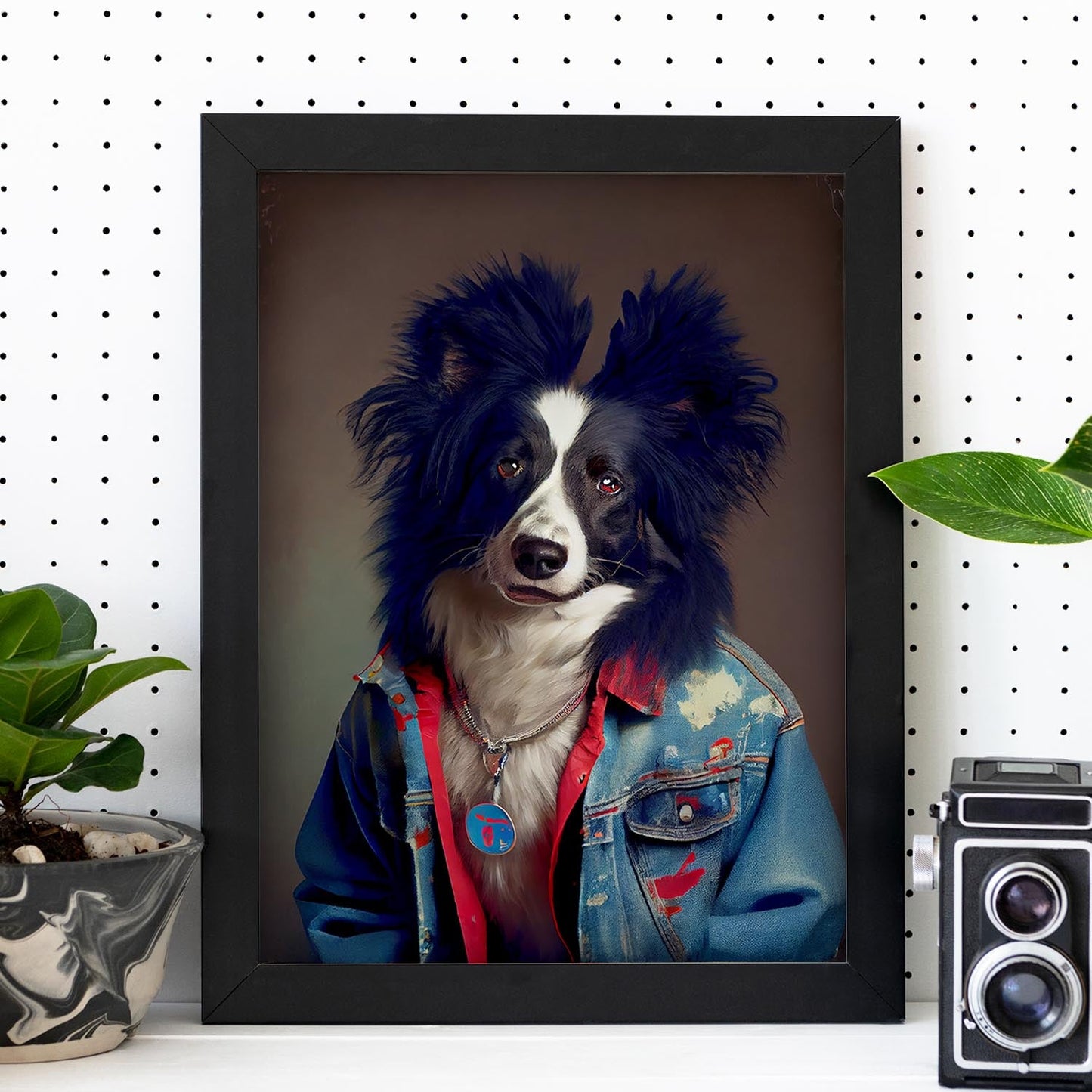 Nacnic Border Collie vestido con tela humana. Estampados de arte de pared estético para el diseño de dormitorio o sala de estar.-Artwork-Nacnic-Nacnic Estudio SL