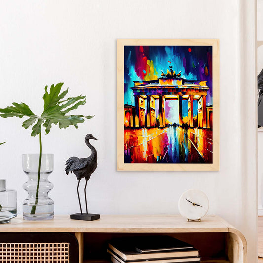 Nacnic Brandenburg Gate Berlin Alemania Pintura al óleo del pincel s. Estampados de arte de pared estético para el diseño de dormitorio o sala de estar.-Artwork-Nacnic-Nacnic Estudio SL