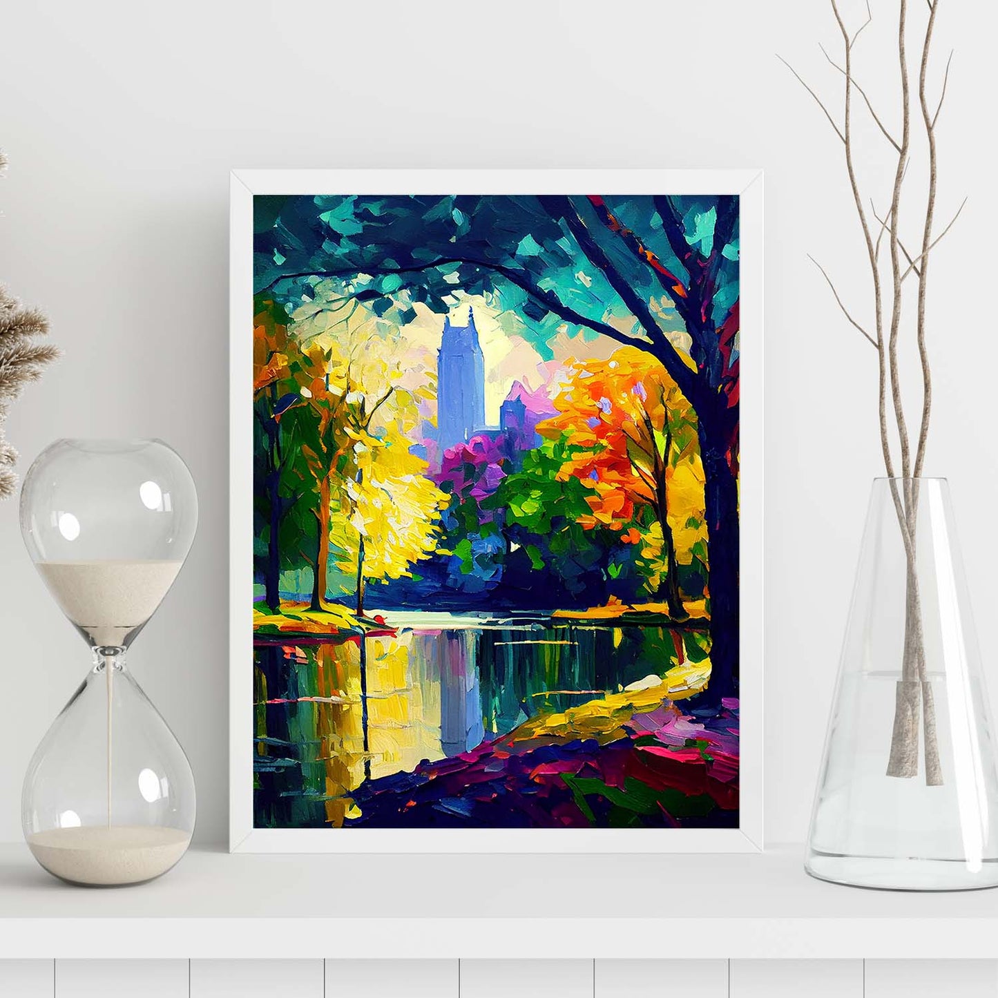 Nacnic Central Park NYC New York USA Pintura al óleo Str. Estampados de arte de pared estético para el diseño de dormitorio o sala de estar.-Artwork-Nacnic-Nacnic Estudio SL