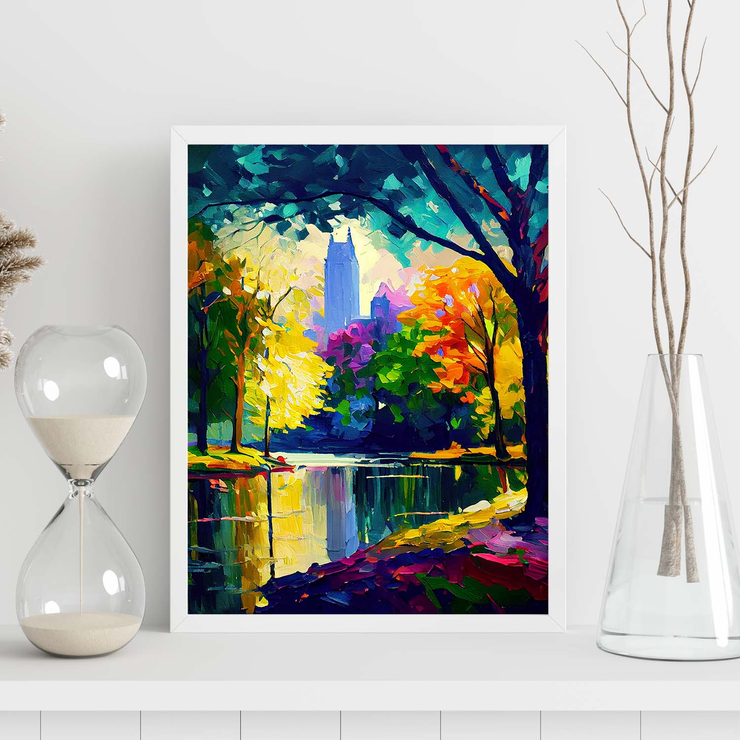 Nacnic Central Park NYC New York USA Pintura al óleo Str. Estampados de arte de pared estético para el diseño de dormitorio o sala de estar.-Artwork-Nacnic-Nacnic Estudio SL