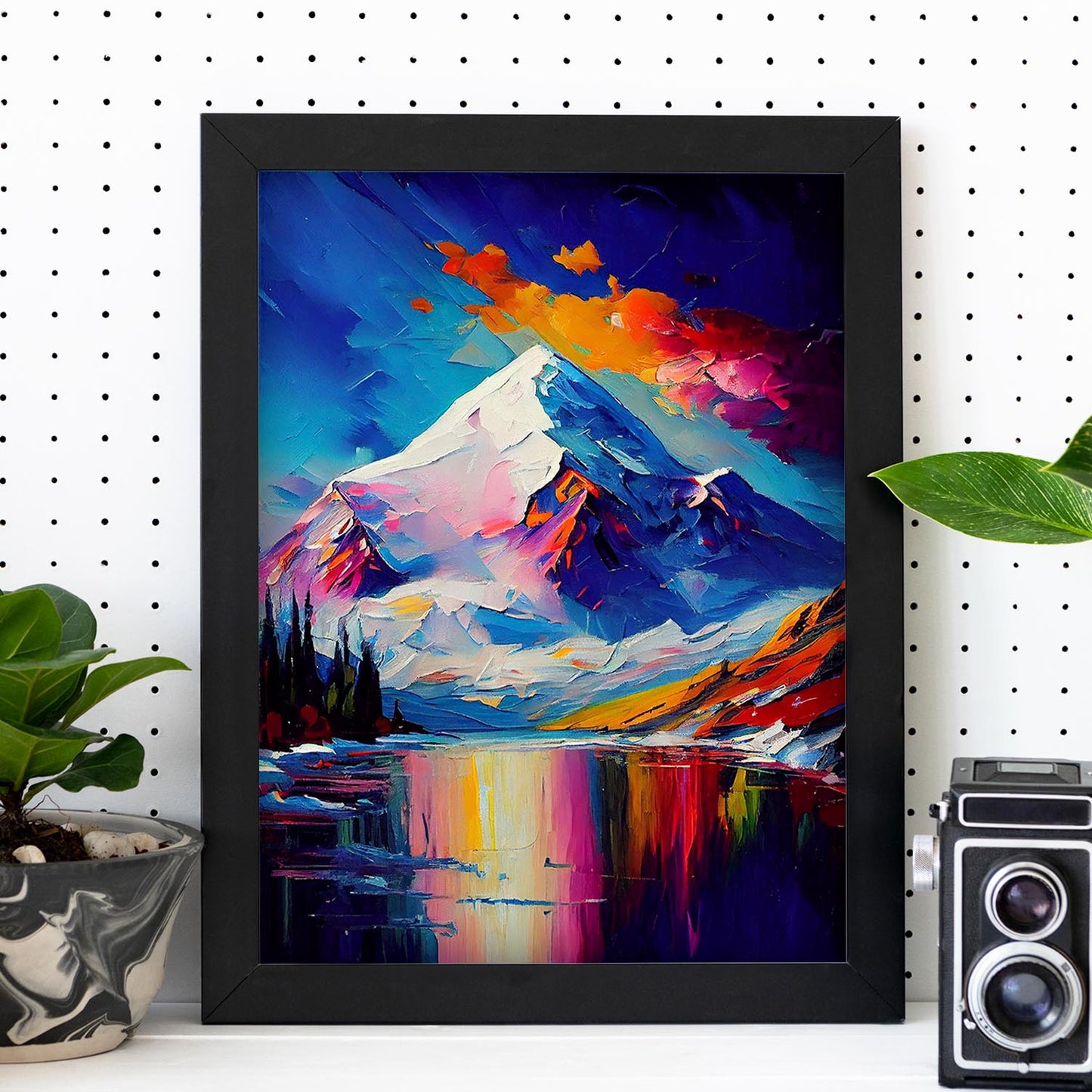 Nacnic Cho Oyu Pintura al óleo Strokes Colorfuly Happy c. Estampados de arte de pared estético para el diseño de dormitorio o sala de estar.-Artwork-Nacnic-Nacnic Estudio SL