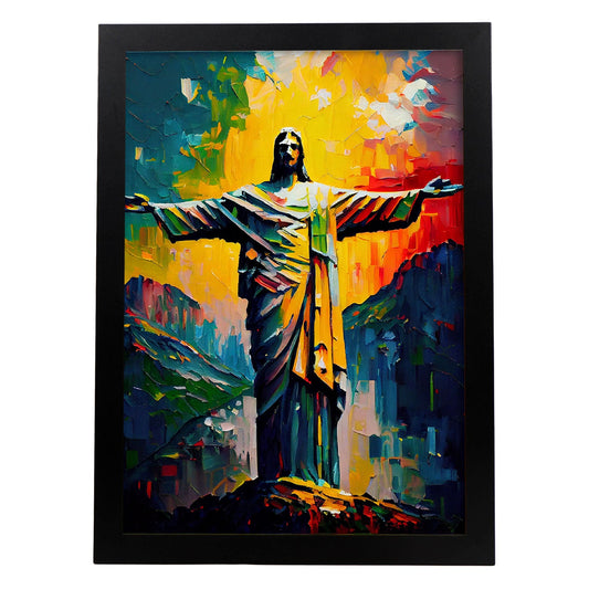 Nacnic Christ El Redentor Río de Janeiro Brasil Pinqui. Estampados de arte de pared estético para el diseño de dormitorio o sala de estar.-Artwork-Nacnic-A4-Sin marco-Nacnic Estudio SL
