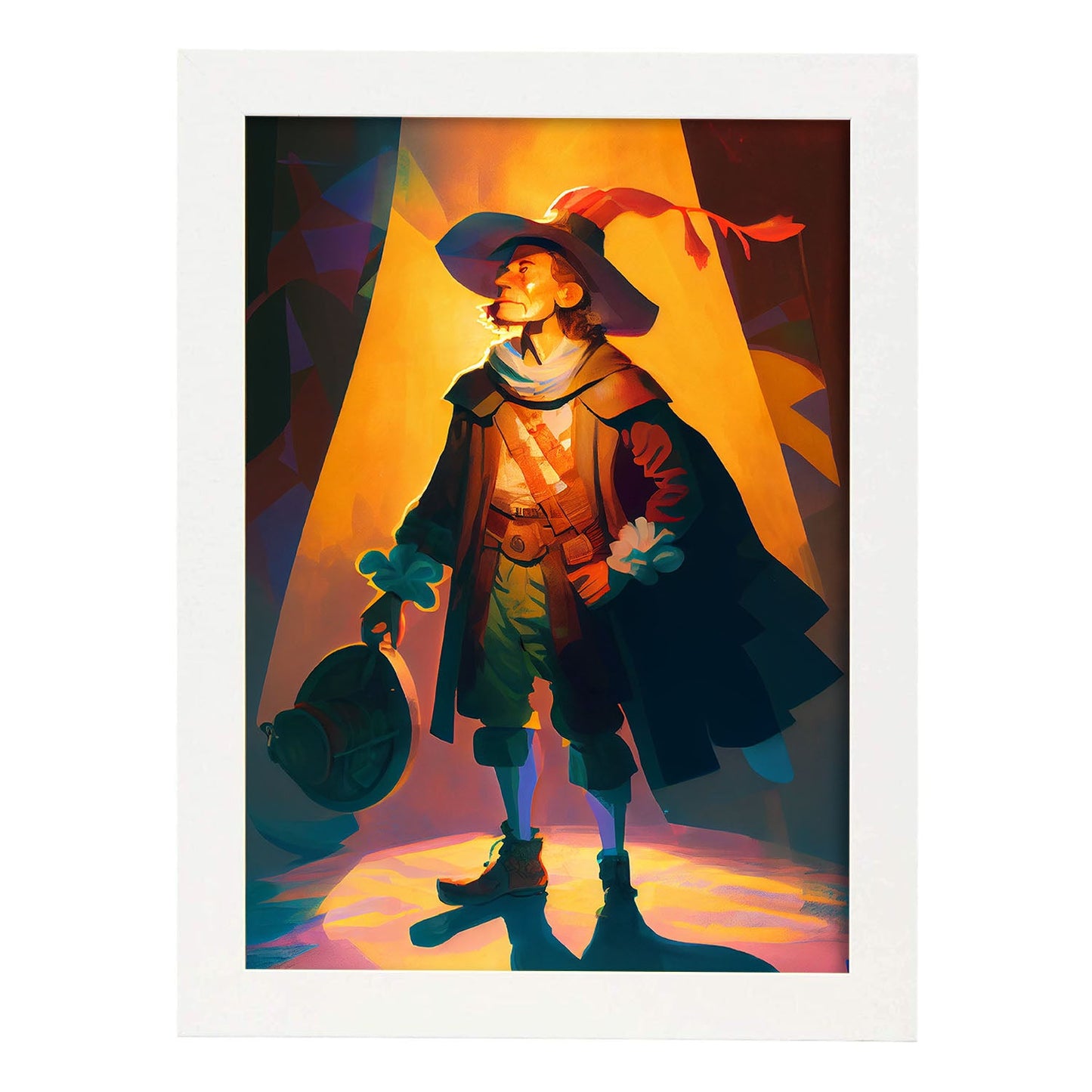 Nacnic Christopher Columbus descubriendo el estilo de América Pixar. Estampados de arte de pared estético para el diseño de dormitorio o sala de estar.-Artwork-Nacnic-A4-Marco Blanco-Nacnic Estudio SL