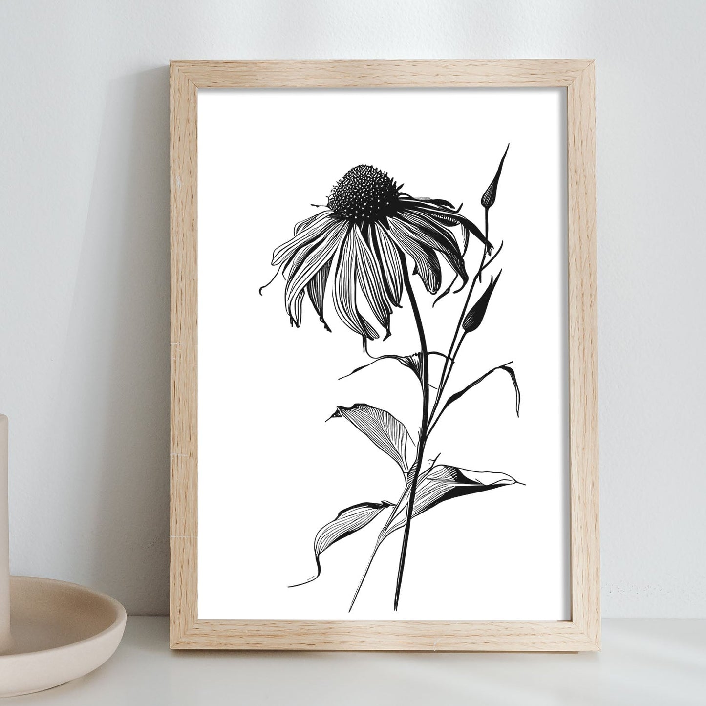 Lámina Minimalista de Nacnic con Arte de Líneas de Coneflower