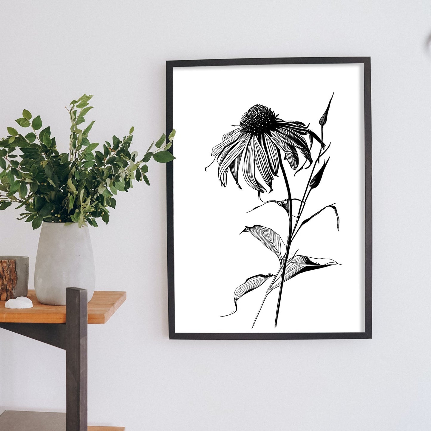 Lámina Minimalista de Nacnic con Arte de Líneas de Coneflower