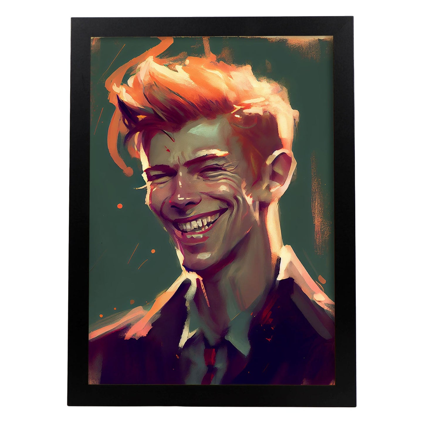 Nacnic David Bowie sonriendo a la figura dinámica de estilo Pixar Drawi. Estampados de arte de pared estético para el diseño de dormitorio o sala de estar.-Artwork-Nacnic-A4-Sin marco-Nacnic Estudio SL