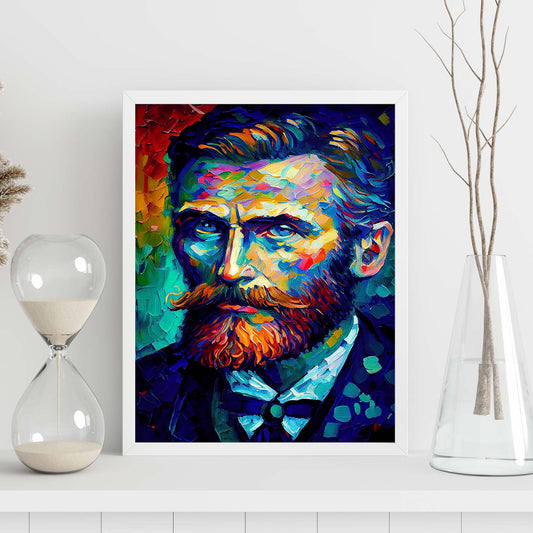 Nacnic distaghil sar pintura al óleo pinceladas coloridas h. Estampados de arte de pared estético para el diseño de dormitorio o sala de estar.-Artwork-Nacnic-Nacnic Estudio SL