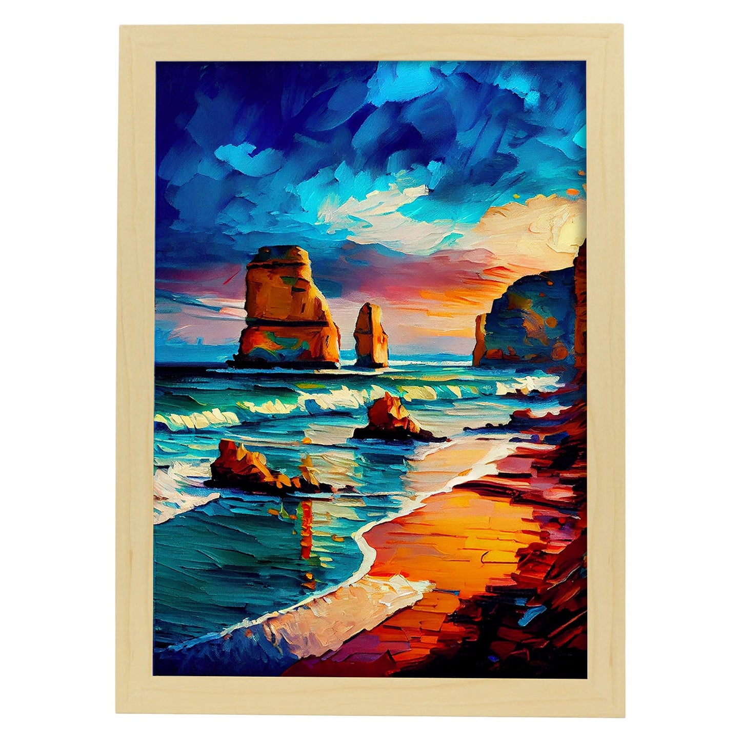 Nacnic doce apóstoles Great Ocean Road Victoria Australia. Estampados de arte de pared estético para el diseño de dormitorio o sala de estar.-Artwork-Nacnic-A4-Marco Madera clara-Nacnic Estudio SL