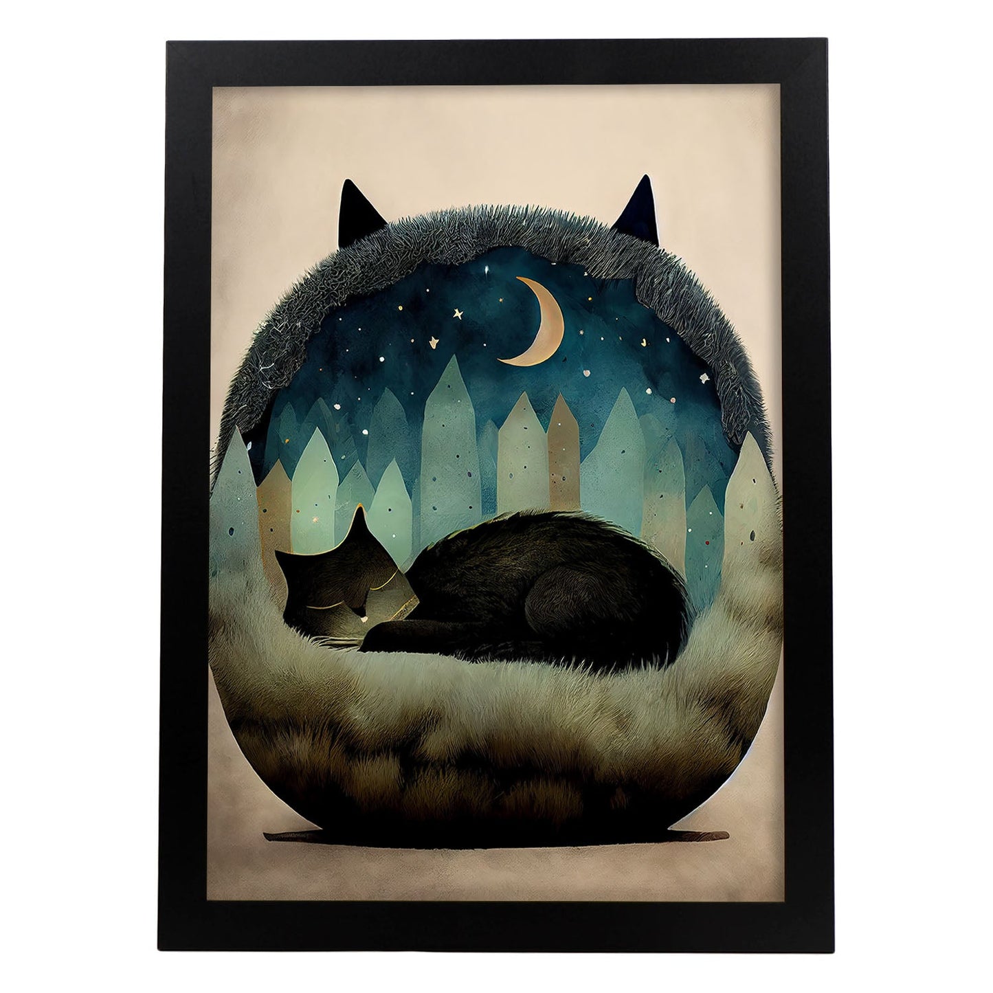 Nacnic Dreing Dreing Fluffy Cat Precisionism Style Whim. Estampados de arte de pared estético para el diseño de dormitorio o sala de estar.-Artwork-Nacnic-A4-Sin marco-Nacnic Estudio SL