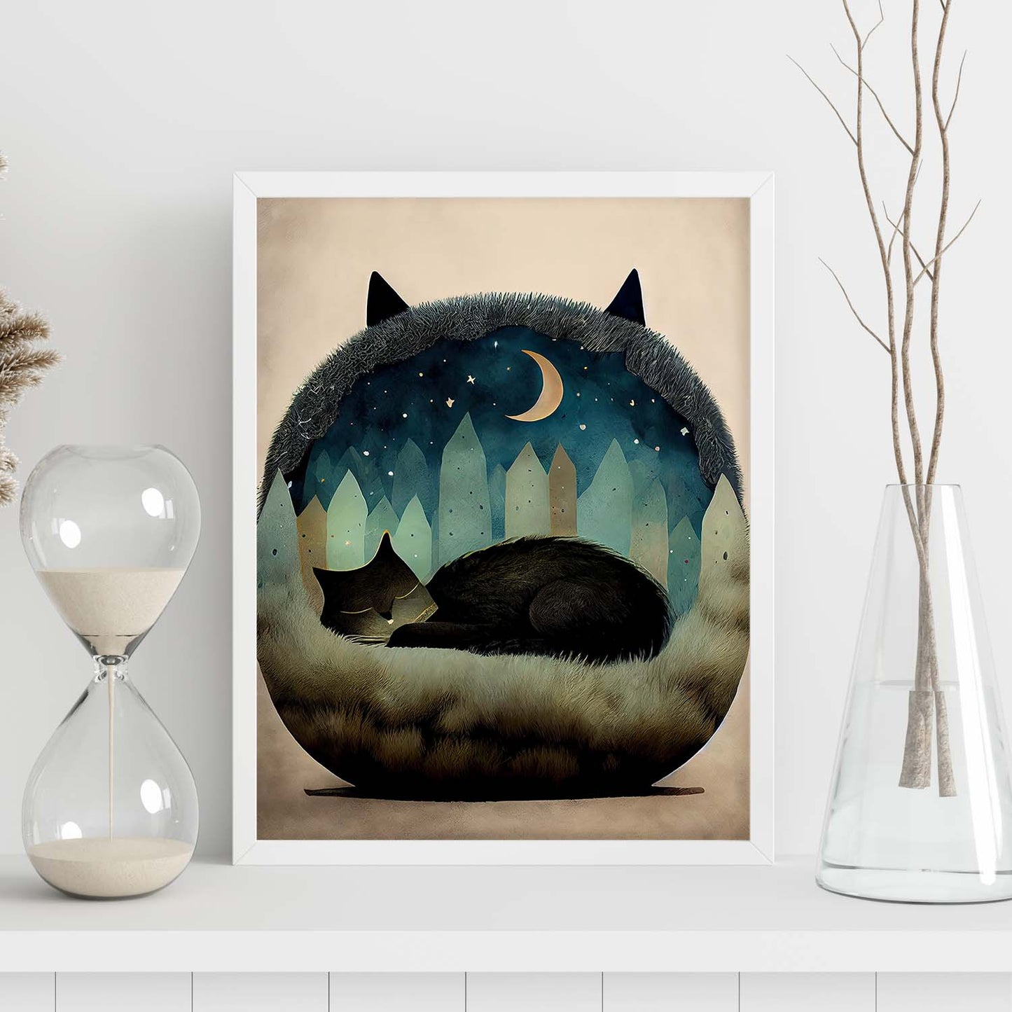 Nacnic Dreing Dreing Fluffy Cat Precisionism Style Whim. Estampados de arte de pared estético para el diseño de dormitorio o sala de estar.-Artwork-Nacnic-Nacnic Estudio SL