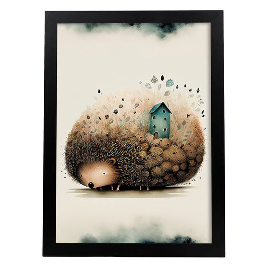 Nacnic Dreing Dreing Fluffy Hedgehog Precisionism Style. Estampados de arte de pared estético para el diseño de dormitorio o sala de estar.-Artwork-Nacnic-A4-Sin marco-Nacnic Estudio SL