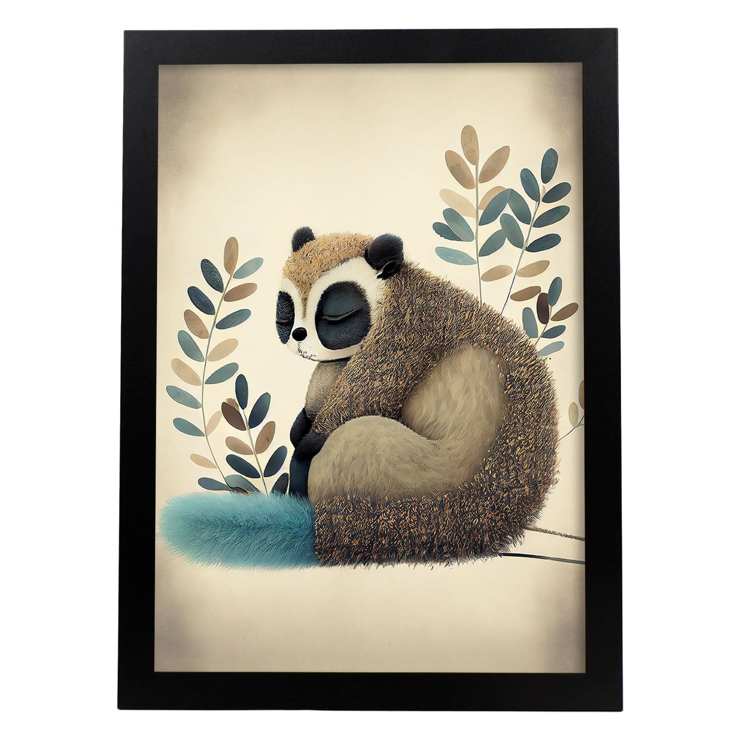 Nacnic Dreing Dreing Fluffy Lemur Precisionism Style. Estampados de arte de pared estético para el diseño de dormitorio o sala de estar.-Artwork-Nacnic-A4-Sin marco-Nacnic Estudio SL