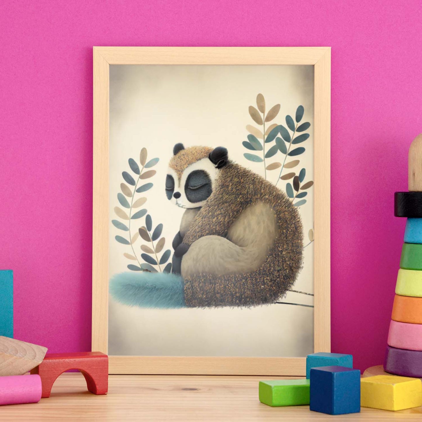 Nacnic Dreing Dreing Fluffy Lemur Precisionism Style. Estampados de arte de pared estético para el diseño de dormitorio o sala de estar.-Artwork-Nacnic-Nacnic Estudio SL