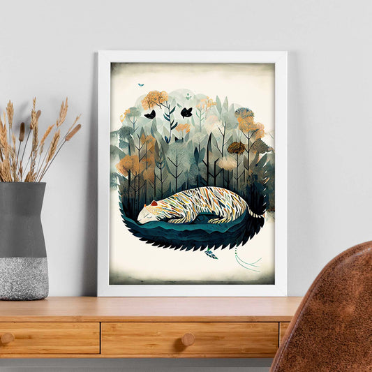 Nacnic Dreing Dreing Fluffy Tiger Precisionism Style. Estampados de arte de pared estético para el diseño de dormitorio o sala de estar.-Artwork-Nacnic-Nacnic Estudio SL