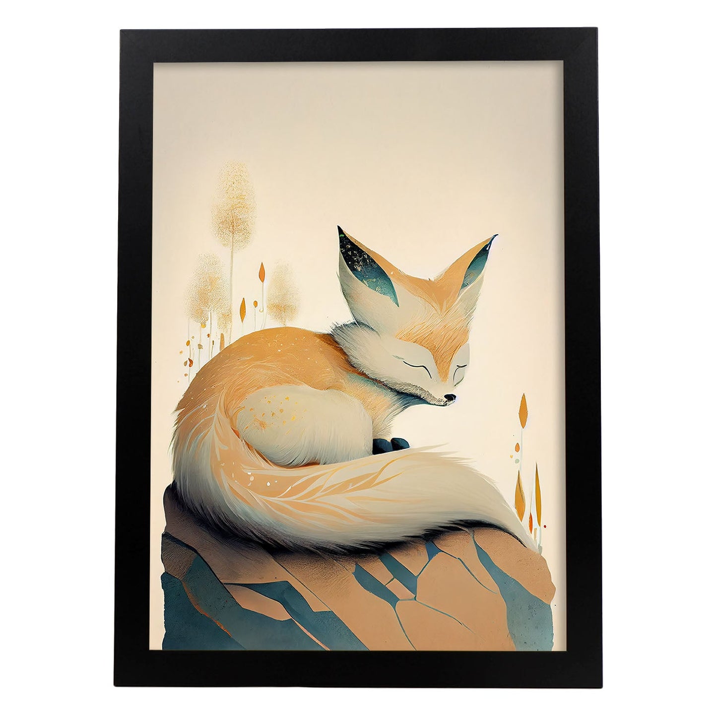 Nacnic duermiendo esponjoso fennec zorro precisionismo. Estampados de arte de pared estético para el diseño de dormitorio o sala de estar.-Artwork-Nacnic-A4-Sin marco-Nacnic Estudio SL