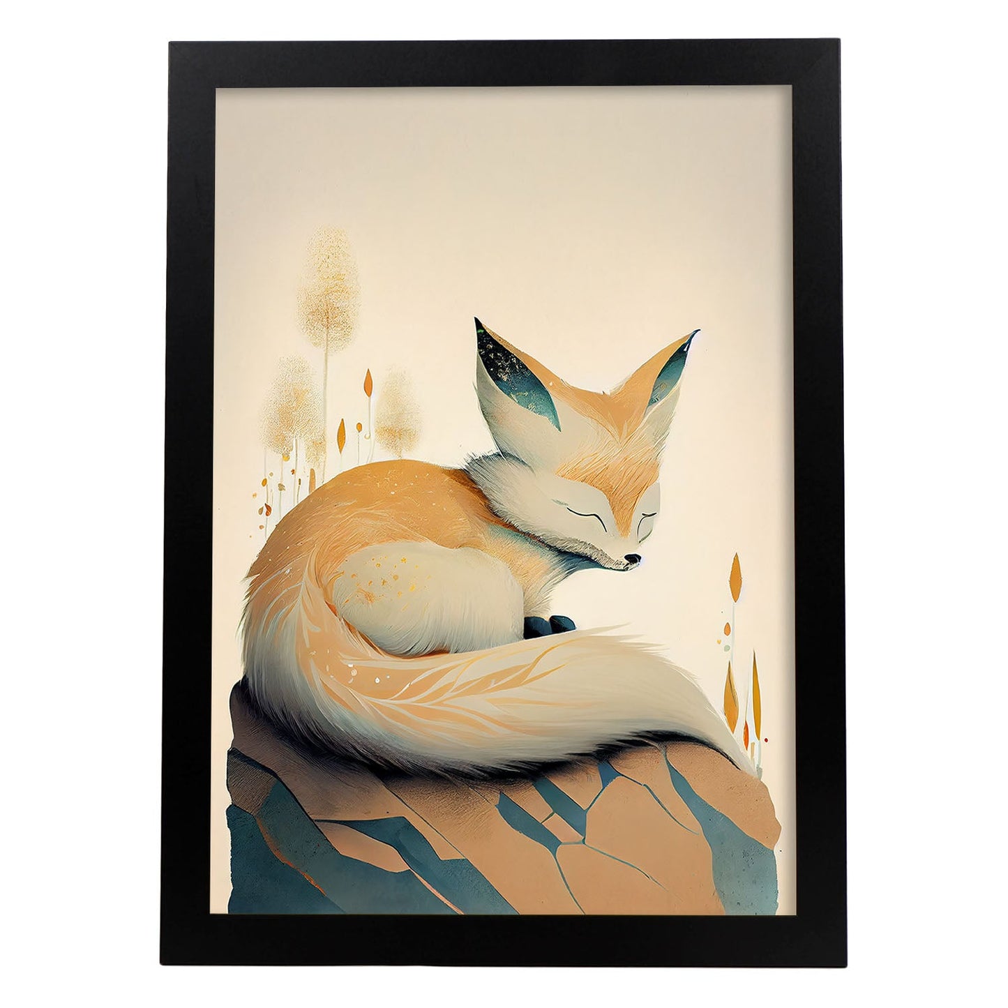 Nacnic duermiendo esponjoso fennec zorro precisionismo. Estampados de arte de pared estético para el diseño de dormitorio o sala de estar.-Artwork-Nacnic-A4-Sin marco-Nacnic Estudio SL