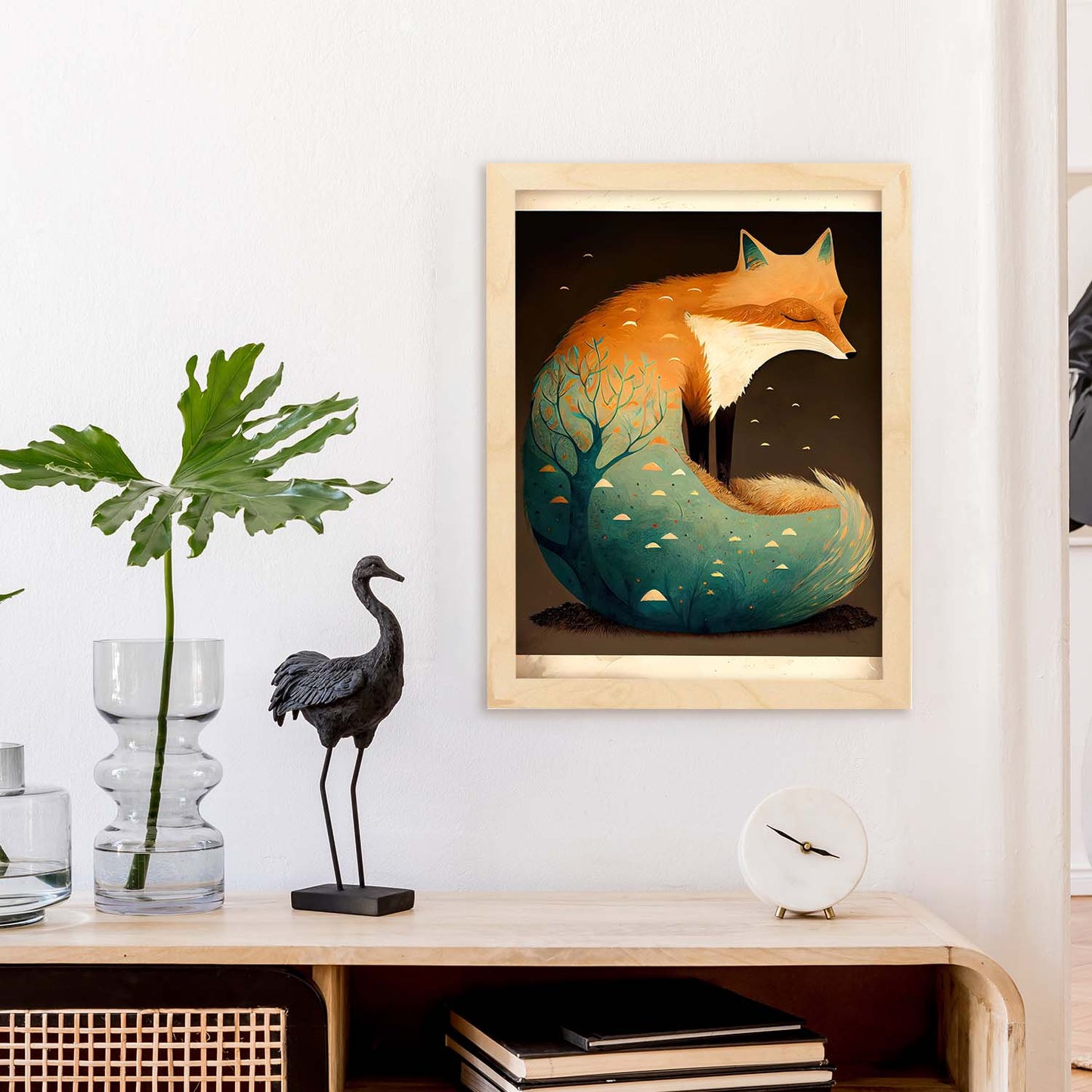 Nacnic Durming Fluffy Fox Precisionism Style Whim. Estampados de arte de pared estético para el diseño de dormitorio o sala de estar.-Artwork-Nacnic-Nacnic Estudio SL
