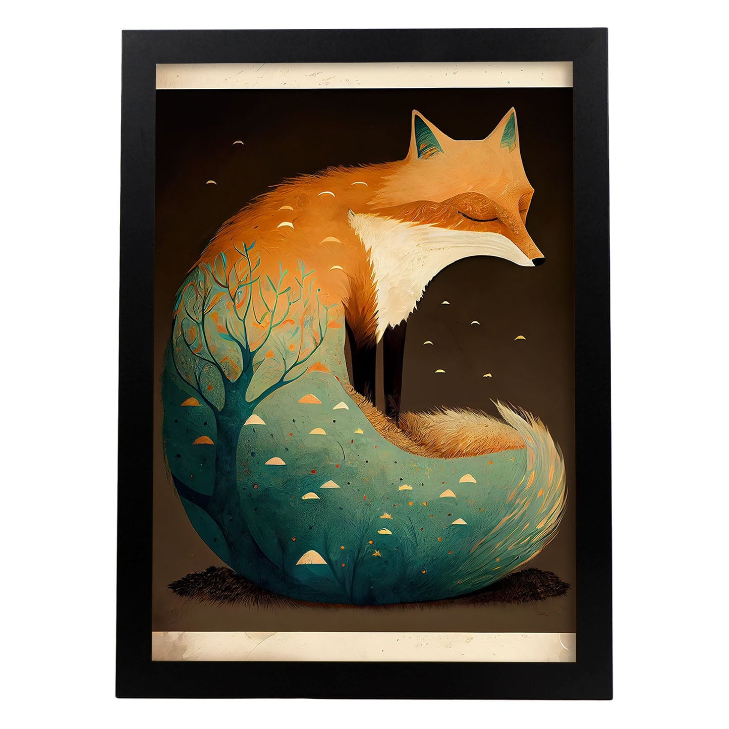 Nacnic Durming Fluffy Fox Precisionism Style Whim. Estampados de arte de pared estético para el diseño de dormitorio o sala de estar.-Artwork-Nacnic-A4-Sin marco-Nacnic Estudio SL