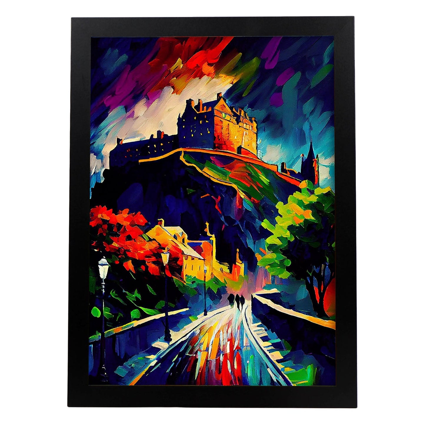 Nacnic Edimburgo Castillo Edimburgo Escocia Pintura al óleo Bru. Estampados de arte de pared estético para el diseño de dormitorio o sala de estar.-Artwork-Nacnic-A4-Sin marco-Nacnic Estudio SL