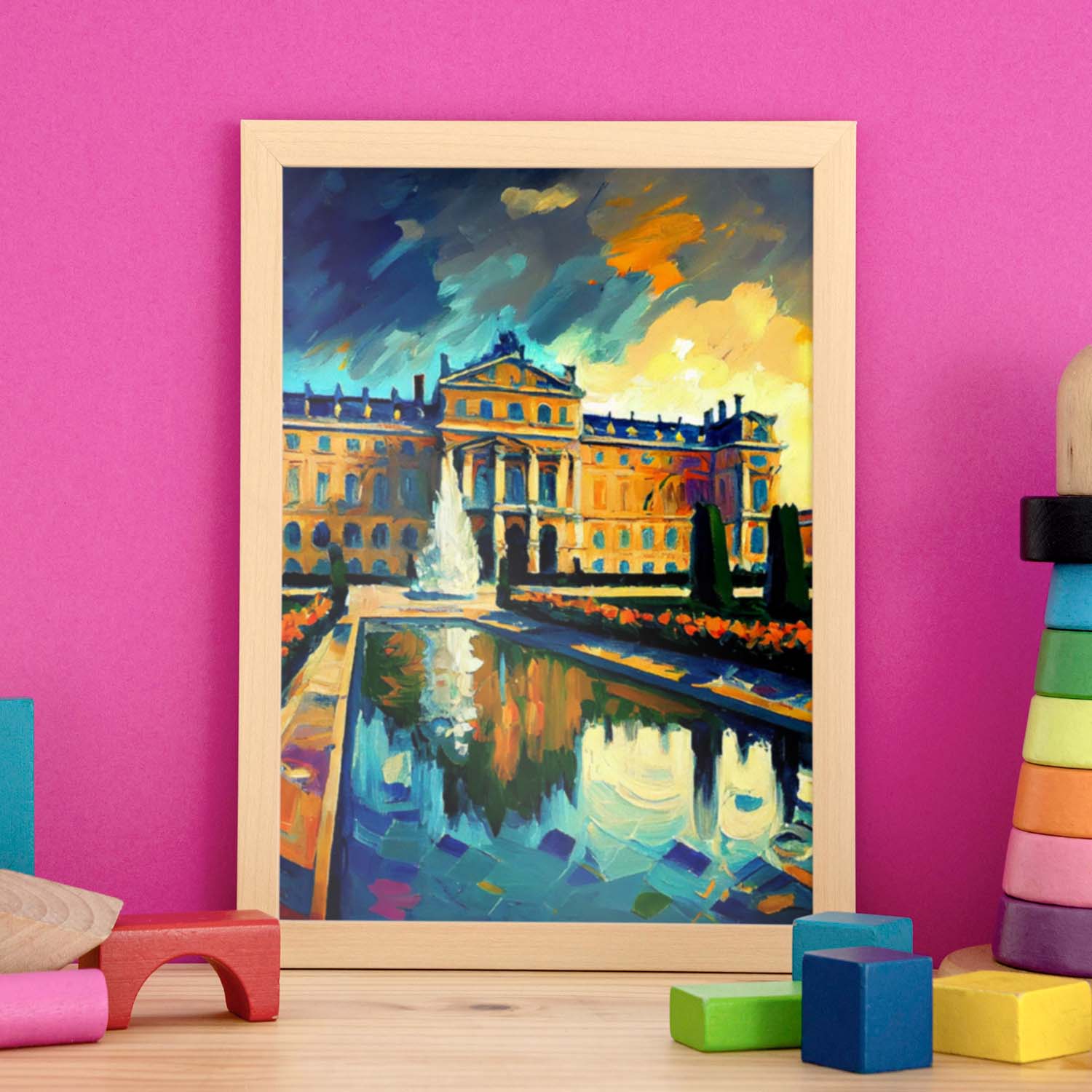 Nacnic El palacio de Versalles Versalles Francia Pintura al óleo. Estampados de arte de pared estético para el diseño de dormitorio o sala de estar.-Artwork-Nacnic-Nacnic Estudio SL