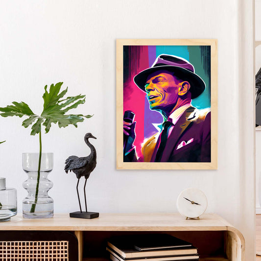 Nacnic Frank Sinatra Singing Pixar Style Dynamic Figura Dra. Estampados de arte de pared estético para el diseño de dormitorio o sala de estar.-Artwork-Nacnic-Nacnic Estudio SL