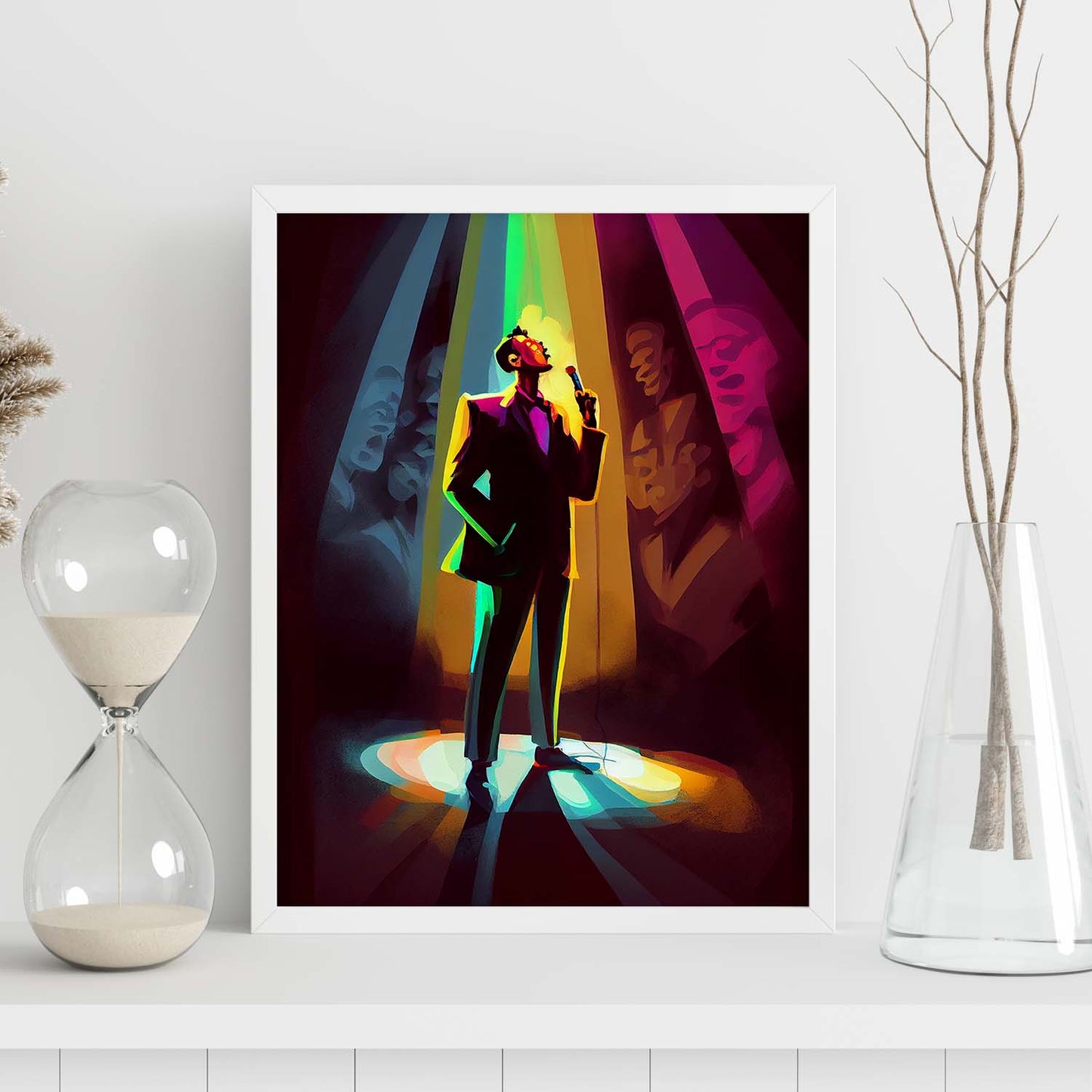 Nacnic Frank Sinatrasing Pixar Style Dynamic Figura Dibujado. Estampados de arte de pared estético para el diseño de dormitorio o sala de estar.-Artwork-Nacnic-Nacnic Estudio SL