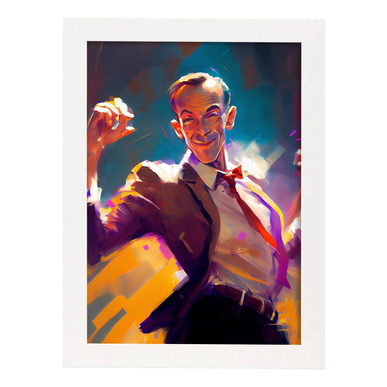 Nacnic Fred Astaire Dancing Pixar Style Dynamic Figura Dibujado. Estampados de arte de pared estético para el diseño de dormitorio o sala de estar.-Artwork-Nacnic-A4-Marco Blanco-Nacnic Estudio SL