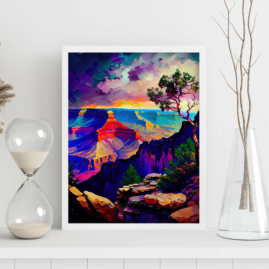 Nacnic Grand Canyon Arizona USA Pintura al óleo de pinceladas. Estampados de arte de pared estético para el diseño de dormitorio o sala de estar.-Artwork-Nacnic-Nacnic Estudio SL