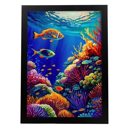 Nacnic Great Barrera Reef Queensland Australia Pintura al óleo. Estampados de arte de pared estético para el diseño de dormitorio o sala de estar.-Artwork-Nacnic-A4-Sin marco-Nacnic Estudio SL