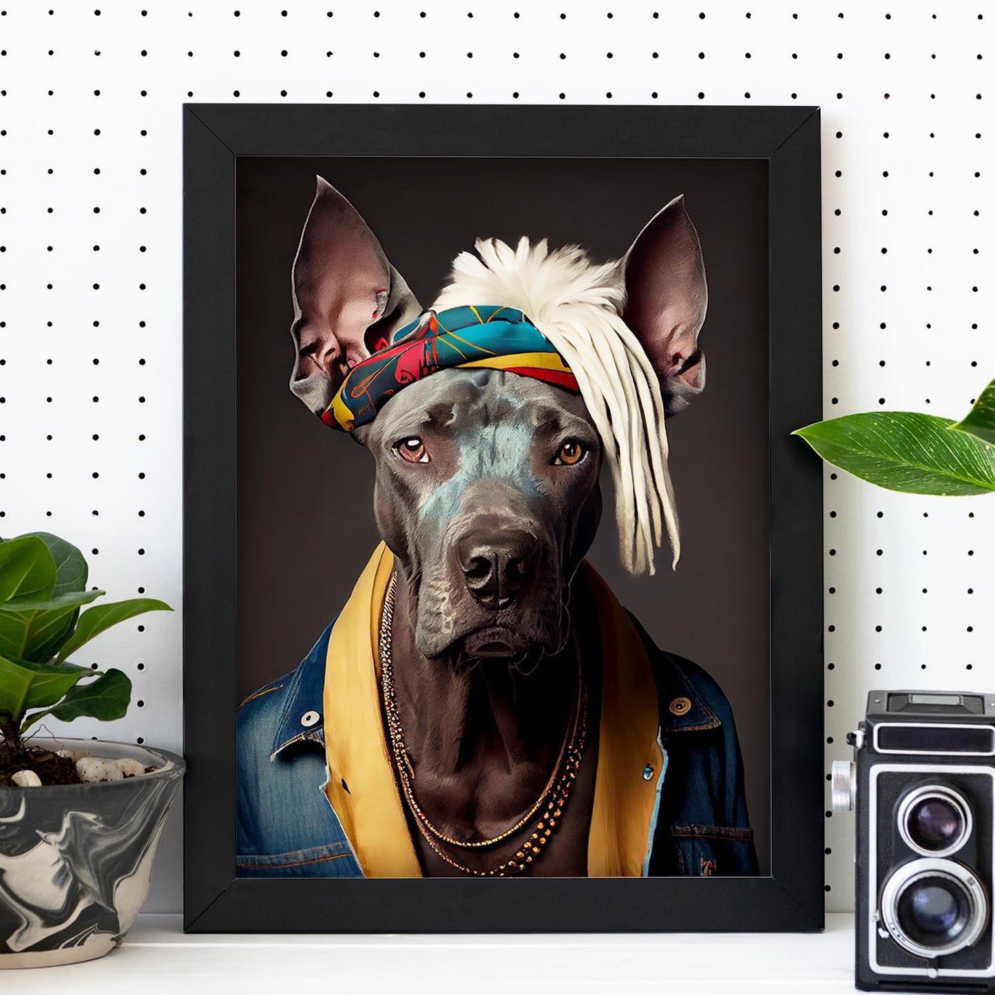 Nacnic Great Dane vestido con ropa humana. Estampados de arte de pared estético para el diseño de dormitorio o sala de estar.-Artwork-Nacnic-Nacnic Estudio SL