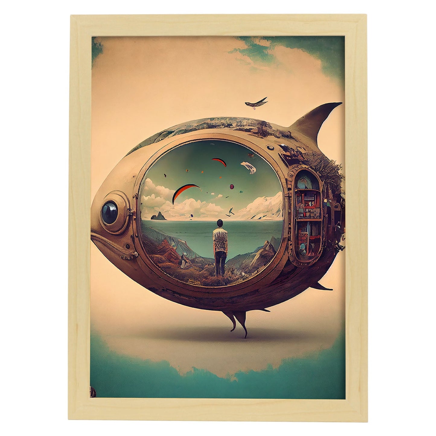Nacnic hay infinitas posibilidades vintage extrañas 58. estampados de arte estético de pared para el diseño de dormitorio o sala de estar.-Artwork-Nacnic-A4-Marco Madera clara-Nacnic Estudio SL