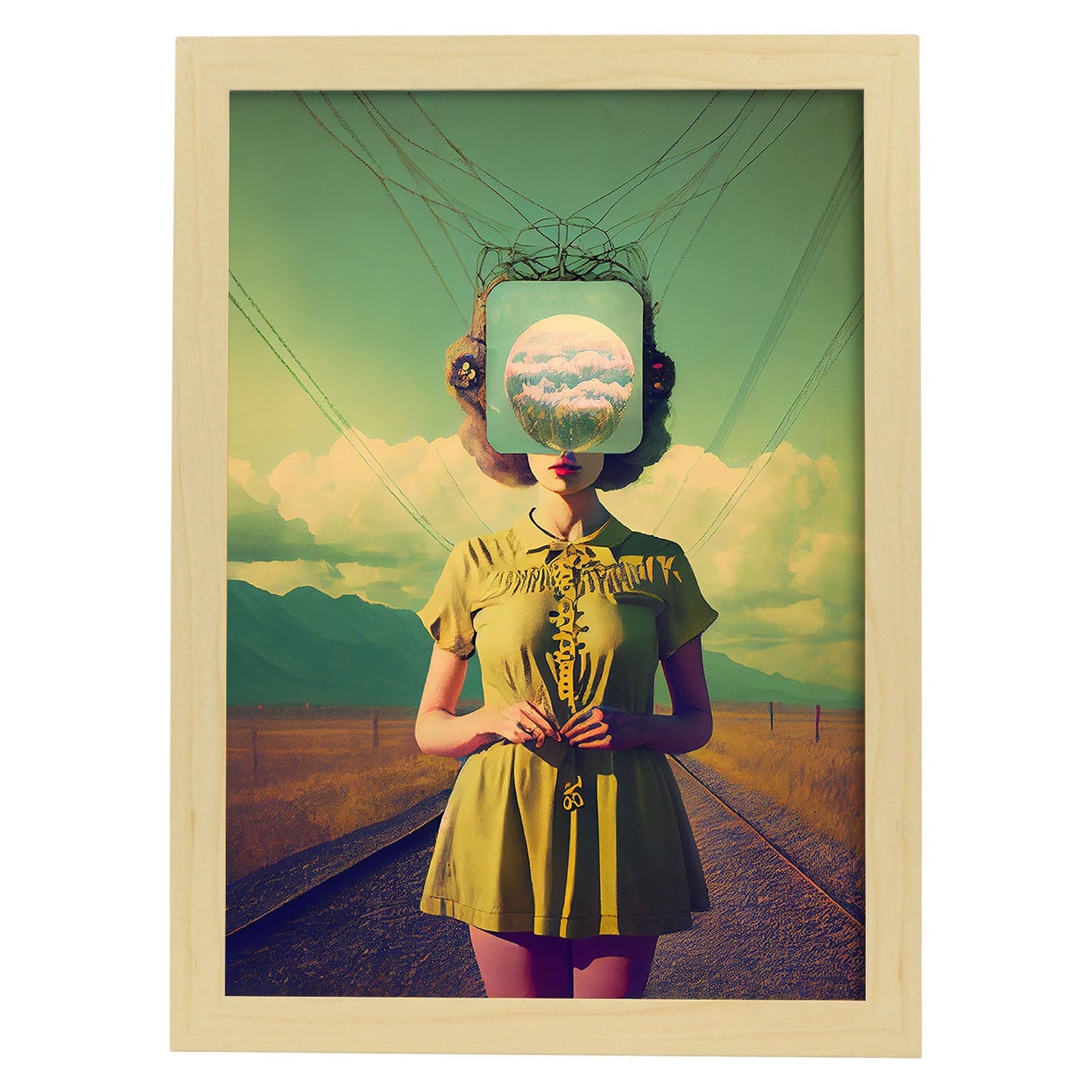 Nacnic hay infinitas posibilidades vintage extrañas 90. estampados de arte estético de pared para el diseño de dormitorio o sala de estar.-Artwork-Nacnic-A4-Marco Madera clara-Nacnic Estudio SL