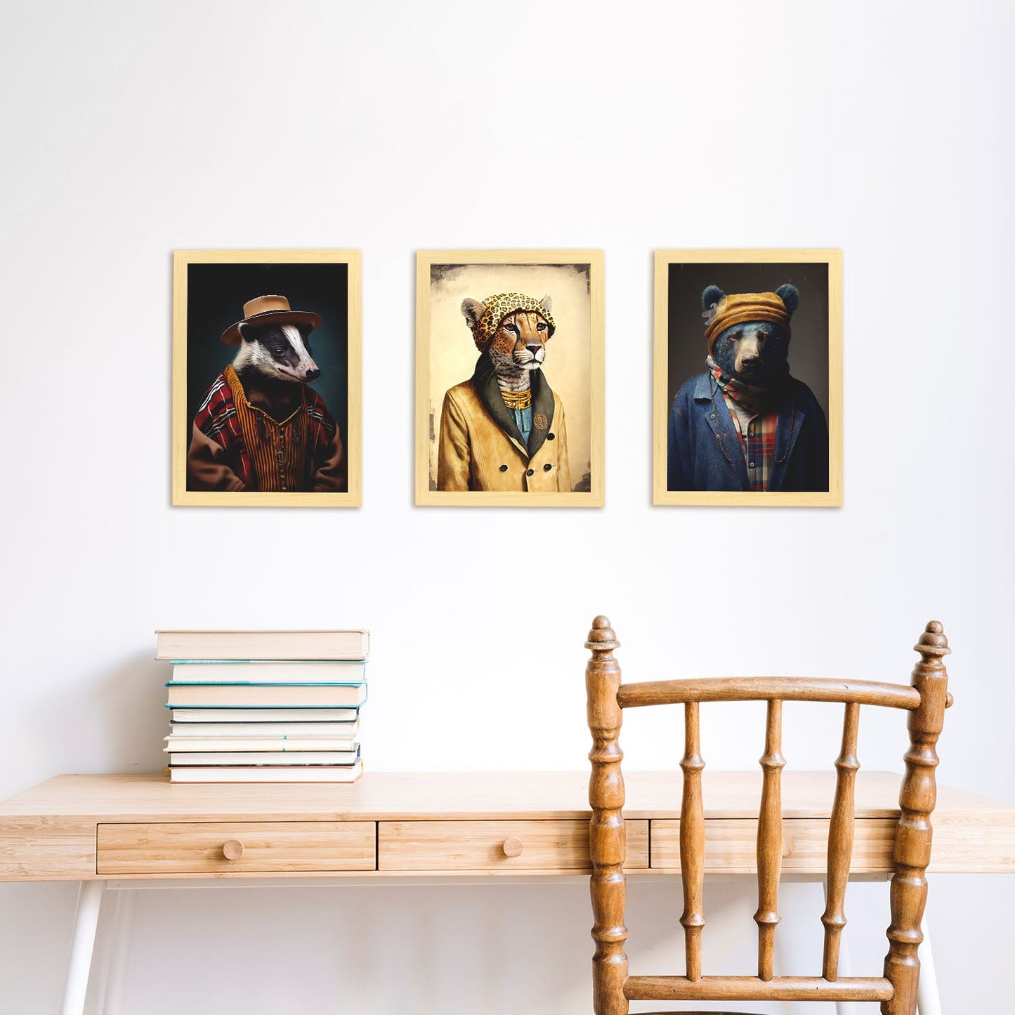 Nacnic Human Animal Badger Bear Cheetah. Estampados de arte de pared estético para el diseño de dormitorio o sala de estar-Artwork-Nacnic-Nacnic Estudio SL