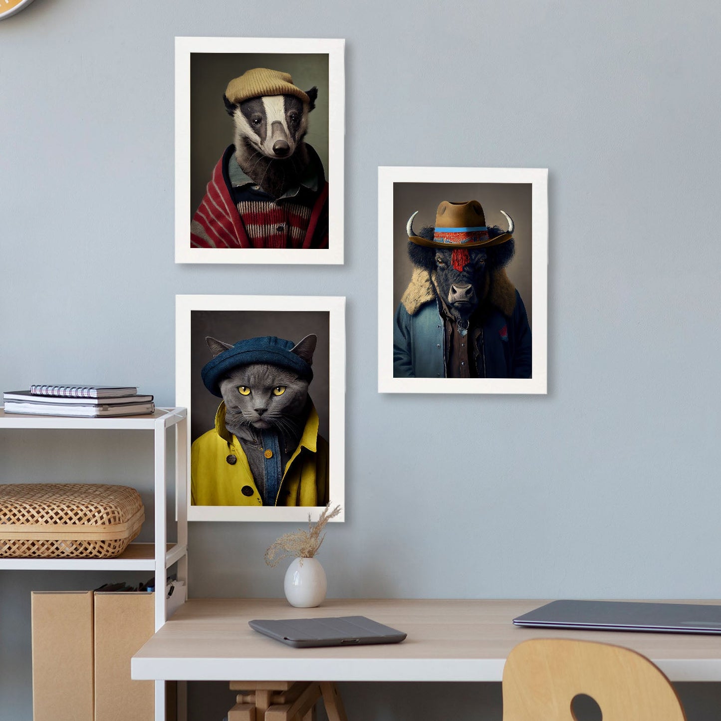 Nacnic Human Animal Badger Bison Chartreux. Estampados de arte de pared estético para el diseño de dormitorio o sala de estar-Artwork-Nacnic-Nacnic Estudio SL