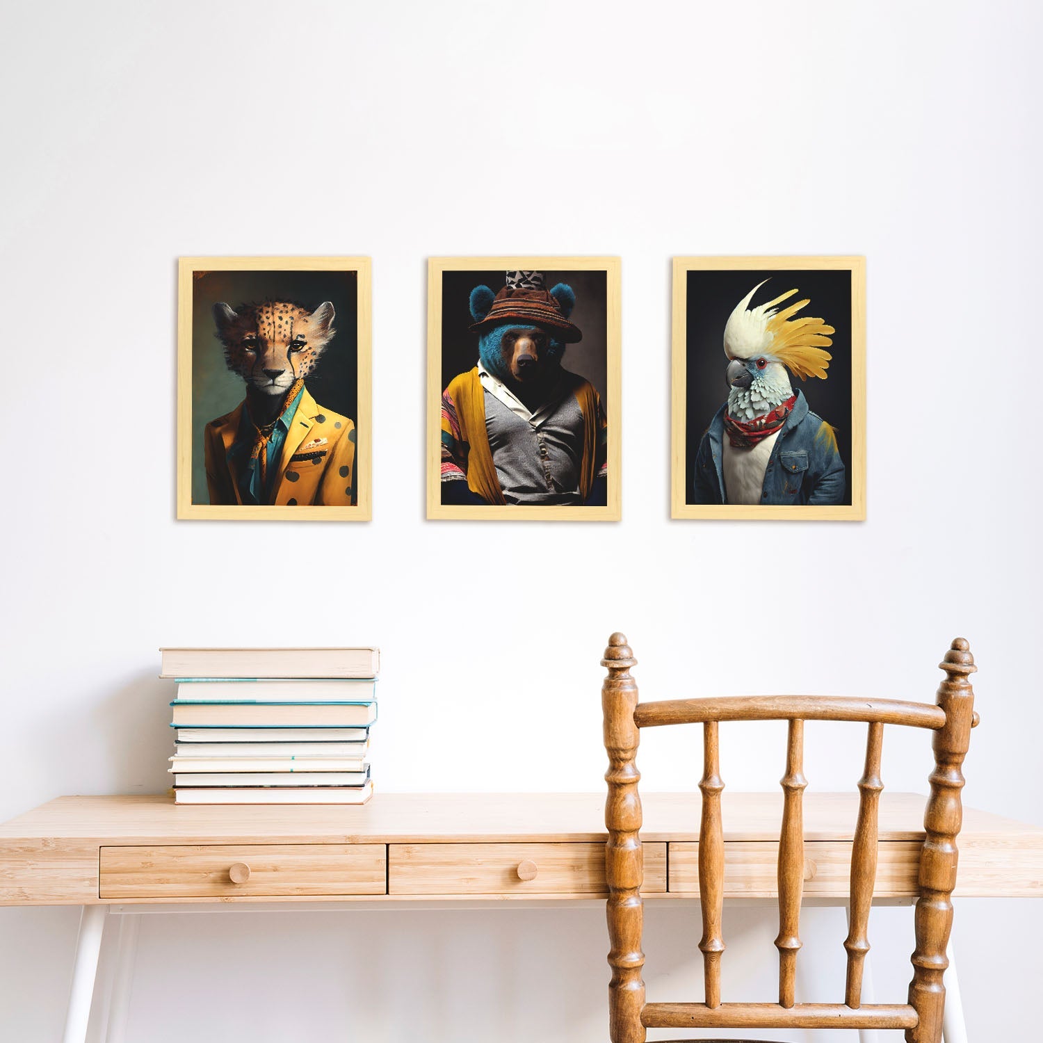 Nacnic Human Animal Bear Cheetah Cockatoo. Estampados de arte de pared estético para el diseño de dormitorio o sala de estar-Artwork-Nacnic-Nacnic Estudio SL