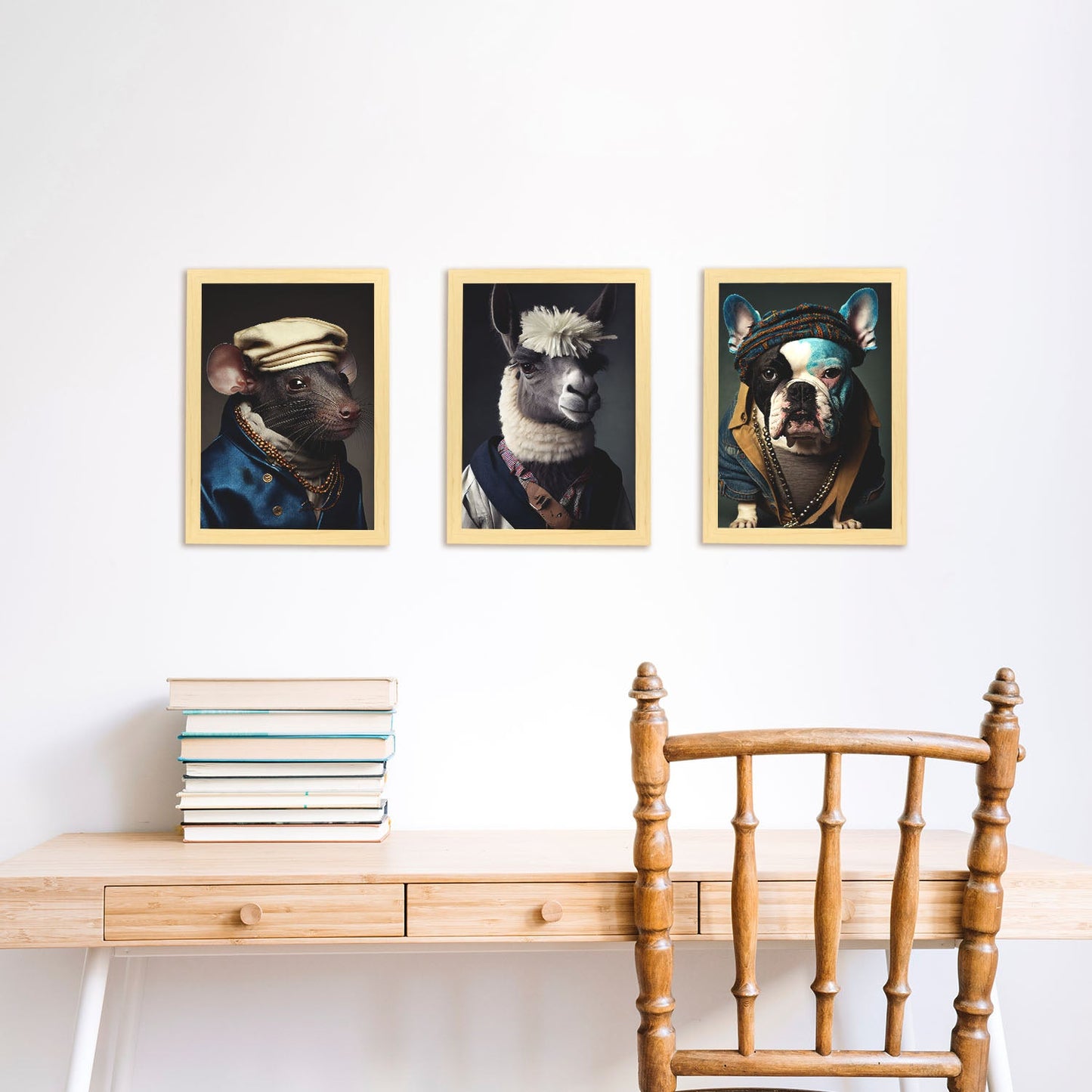 Nacnic Human Animal Bulldog Llama Rabit. Estampados de arte de pared estético para el diseño de dormitorio o sala de estar-Artwork-Nacnic-Nacnic Estudio SL